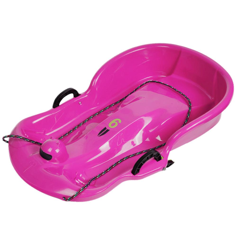 Plastic Snow Sled Snow Speeder Sled With Pull Rope Kid Downhill Sprinter Toboggan Snow Sled Solid Snow Sled for Winter Sport