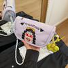 Cartoon Graffiti Canvas Crossbody Bucket Bag - Illustration Design Handbag