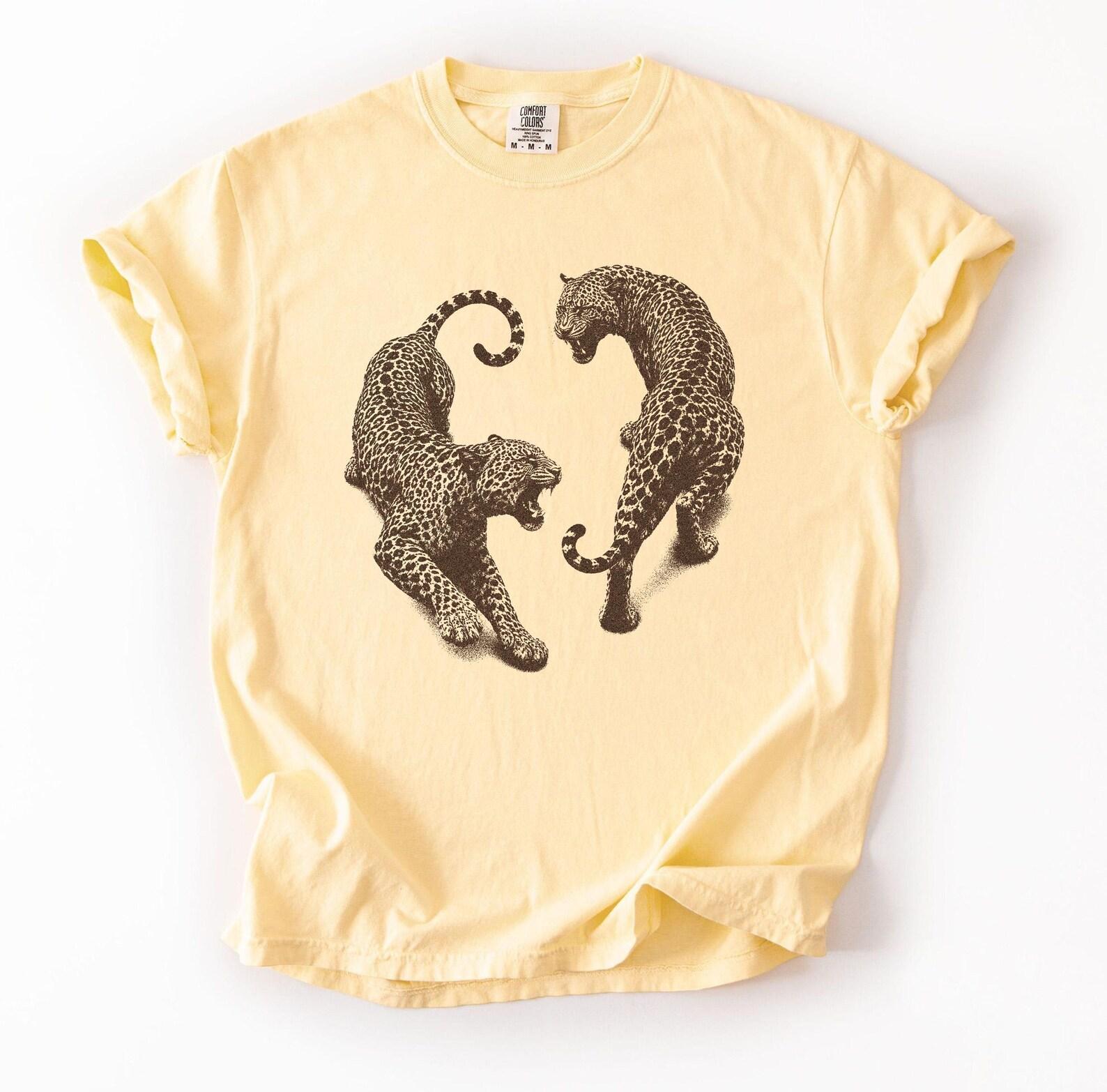 Comfort Colors Leopard T-Shirt, Vintage Big Cat Grunge Wildlife Apparel M
