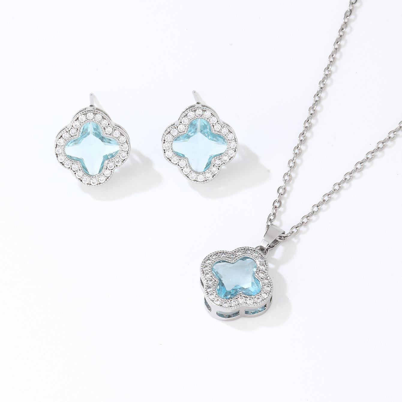 

2 шт., комплект серег с ожерельем и клевером, модные и минималистичные серьги, высококачественные аксессуары для ожерелья