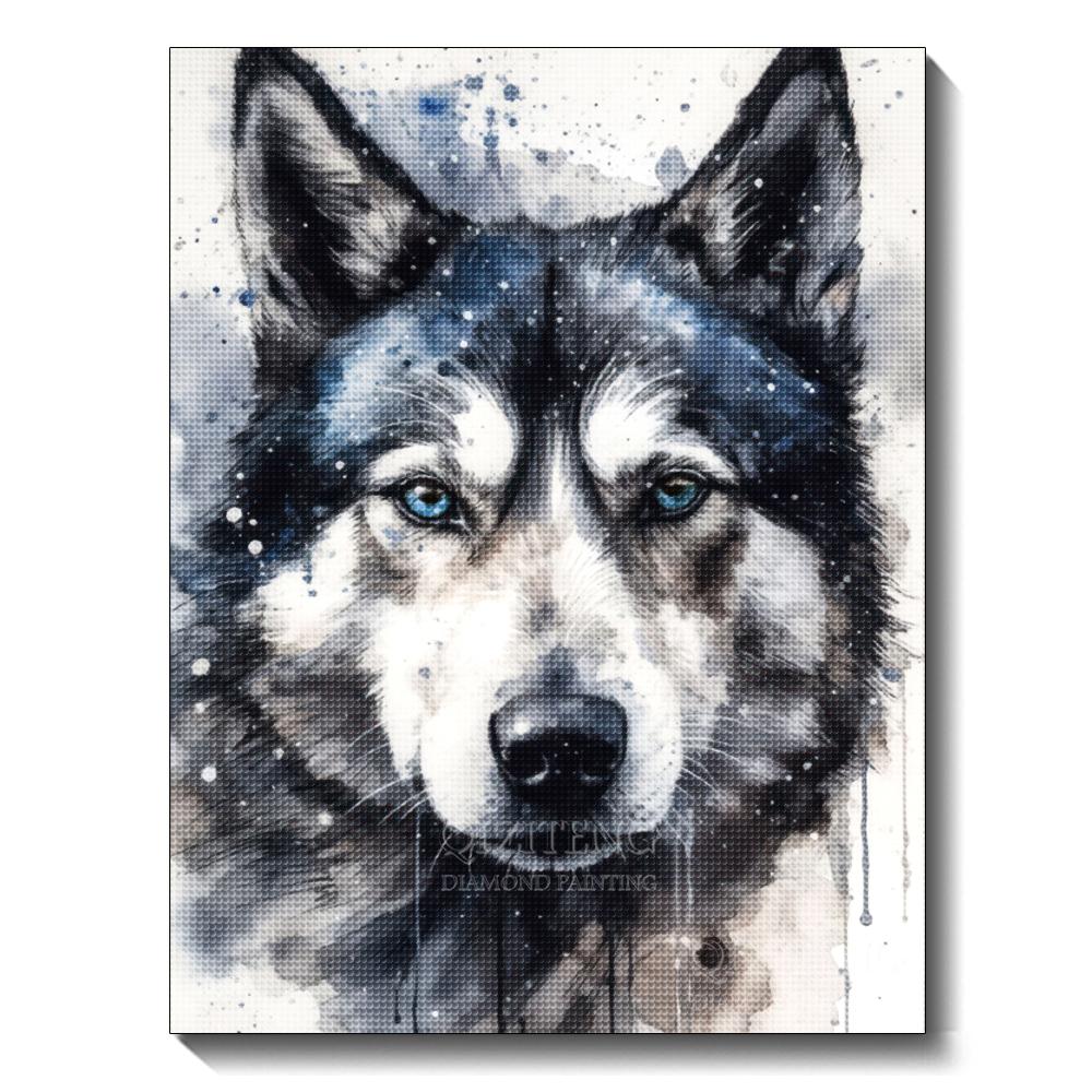 Black and White Animal Diamond Art Painting Dog 5D Full Diamond Mosaic Embroidery Cross Stitch Set Home Decoration Diy