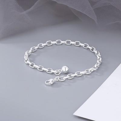 Women's Silver Ball Simple Bold Chain Bracelet