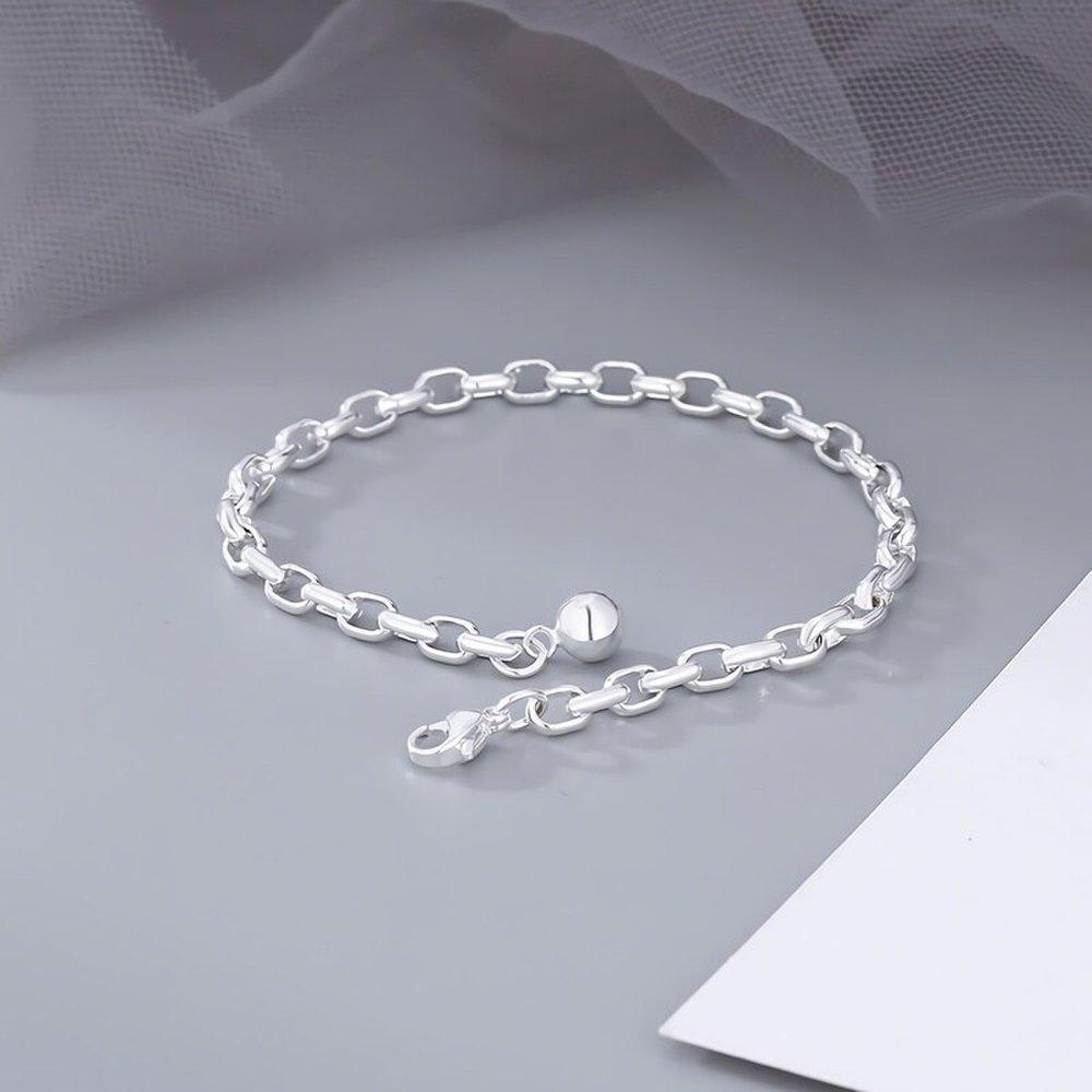 Women's Silver Ball Simple Bold Chain Bracelet