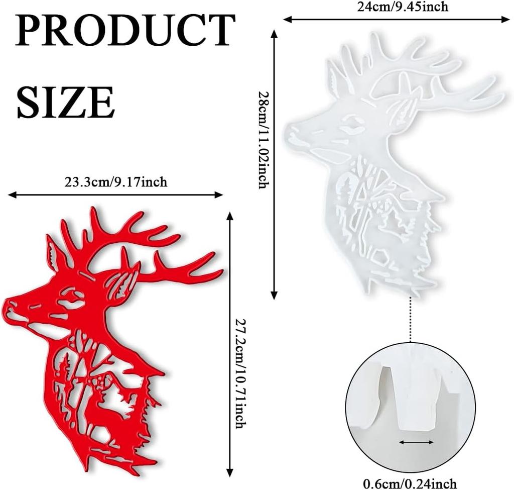 Deer Head Wall Hanging Resin Silicone Mold, Deer Epoxy Casting Mold for Wall Hanging Mount Home Office Decoration, DIY Crafts Door Wall Art Decoration
