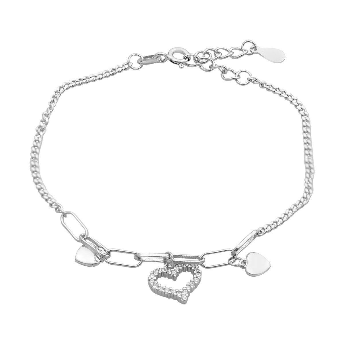 

Silver bracelet with cubic zirconia, product weight 3.09 g (2172864) 17-20cm білий