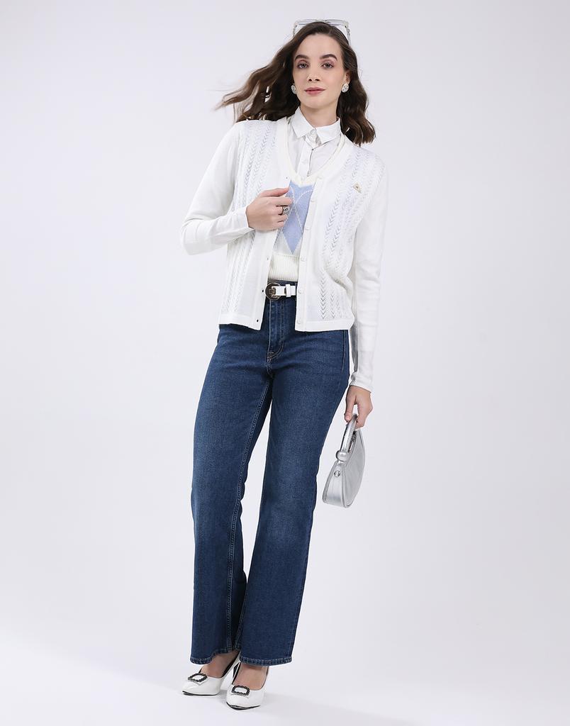 MONTE CARLO Women's V Neck Full Sleeve Cardigan