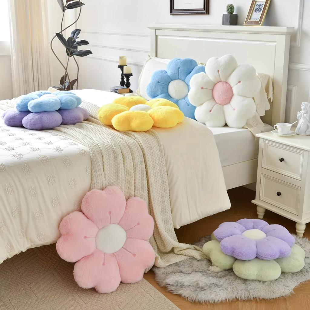 Flower-Shaped Plush Throw Pillow - Comfortable and Cute Mattress and C, Chair Cushion Floor Cushion