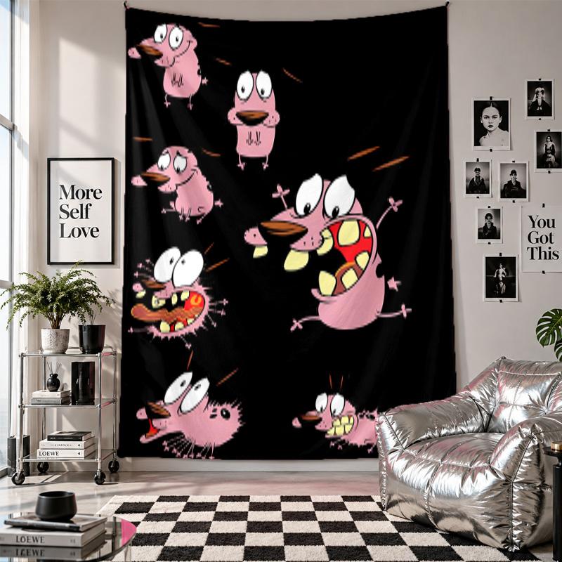 Wall TapestryCourage The Cowardly Dog Art Hanging Cloth Decorative Background Cover for Room Decoration