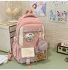 Fashion Blocked Color Letter Pattern Backpack With Compartment Transparent