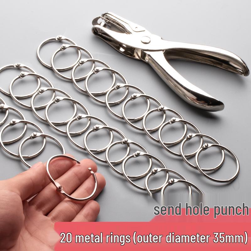 100 Loose Leaf Binder Rings and Hole Puncher Binding Tool Set