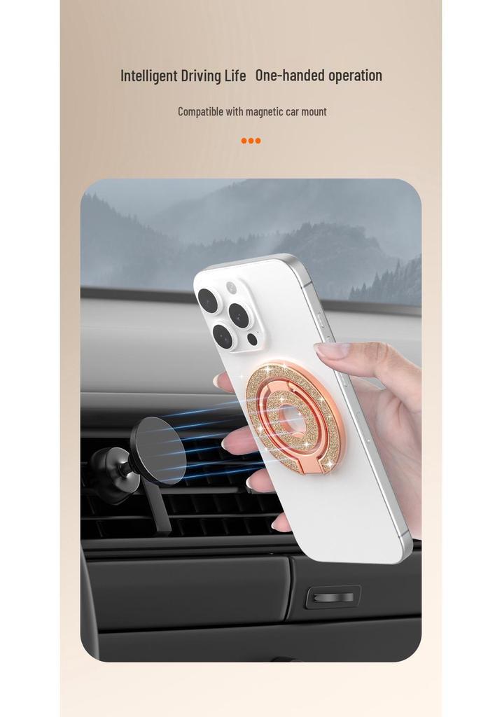 Support de téléphone magnétique double face à paillettes, support de bureau rotatif à 360°