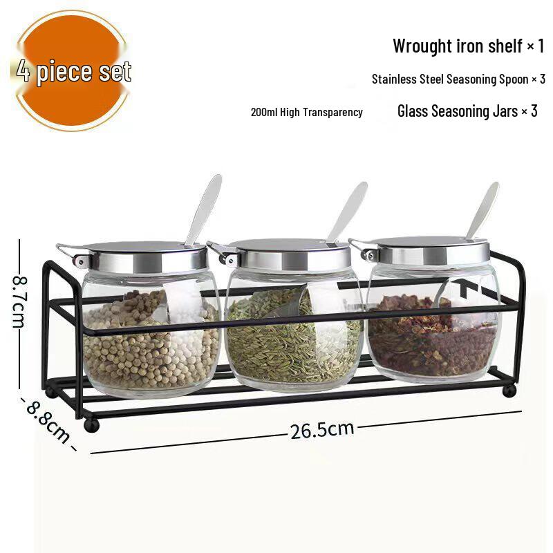 Glass Spice Jars with Rack Set