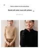 Women's Hand-Crocheted Cashmere Sweater - Slim Fit, Half-High Collar, Long Sleeve, Solid Color, Autumn/Winter Collection