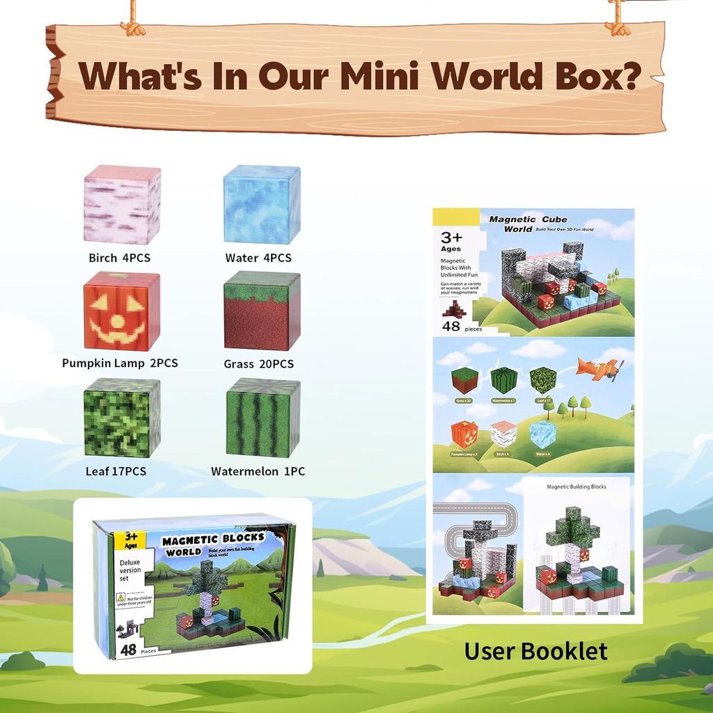 Magnet Toys Iron Suction Stone My Magnetic World Square Building Blocks Puzzle Children Birthday Gift