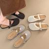 Hollow woven bag head half slippers women's summer wear 2025 new flat-bottomed breathable one-pedal hole shoes sandals