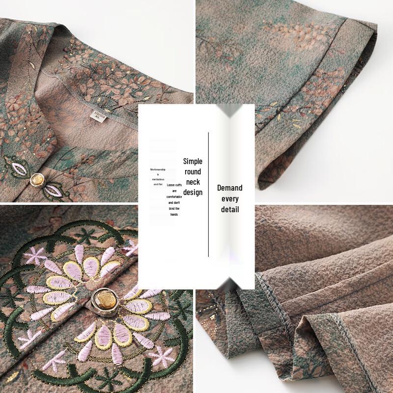 YUZHAOLIN Women's Elderly Round Neck 3/4 Sleeve Blouse