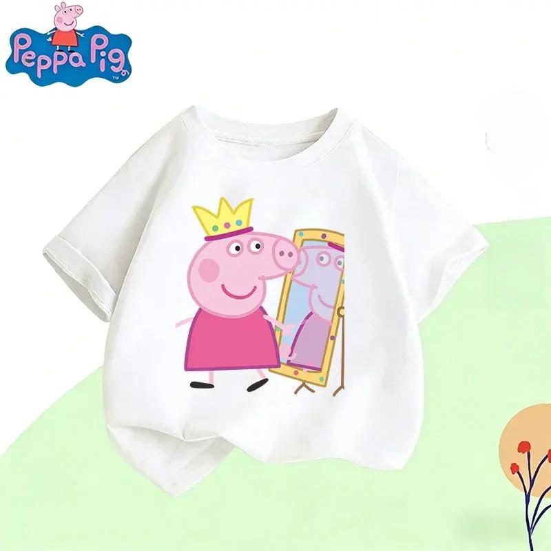 

2026 Summer Peppa Pig Cartoon Pattern Printed Children and Unisex T-Shirt 100
