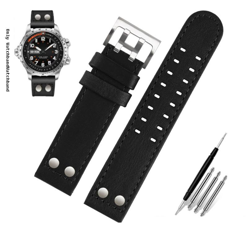Για Λουράκι Ρολογιού Hamilton Khaki Aviation H77616533 H760250 Field Ανδρικό Γνήσιο Δέρμα Rivet Λουράκι Ρολογιού 20mm 22mm Καφέ Βραχιόλι