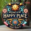 Vintage Welcome Sign Round Iron Wall Art for Patio Garage Door Decoration Halloween Home Decor