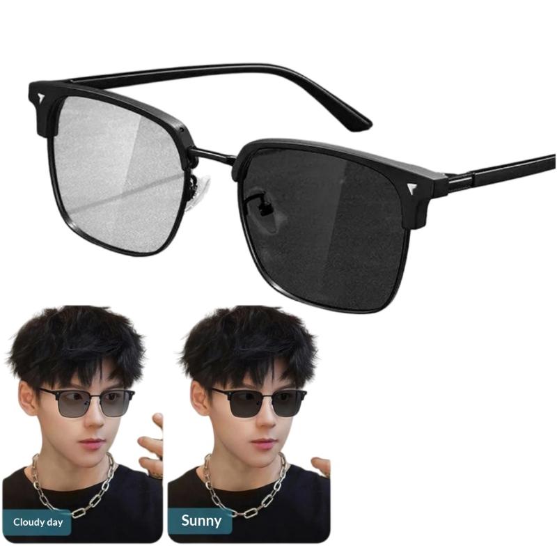 1Pcs Square Metal Frame Computer Glasses Pochromic Anti Radiation Blue Light Eyeglasses For Women Men