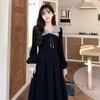 Large Size Women's Clothing Autumn and Winter French Dress Dress, Fat Sister Age Reduction College Style Waist a Word Medium and Long Skirt Tide