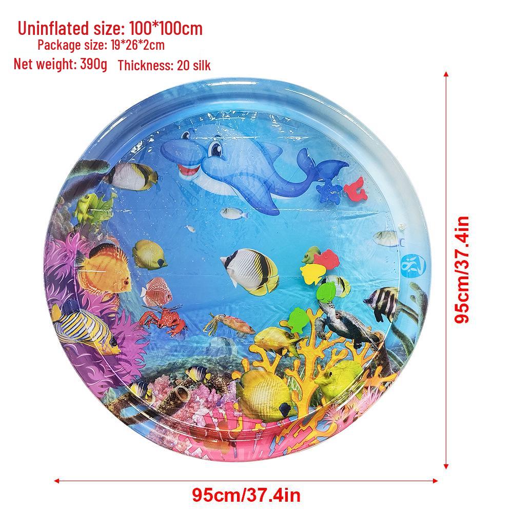 Inflatable Round Pat-Pat Water Mat for Babies & Toddlers - Marine Life Crawling Play Mat