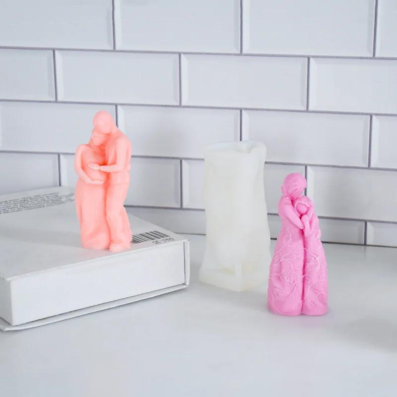 3D Mom Hug Baby/Pregnant/Couple Hug Candle Silicone Molds DIY Handmade Soap Plaster Resin Crafts Statue Mold Home Decor