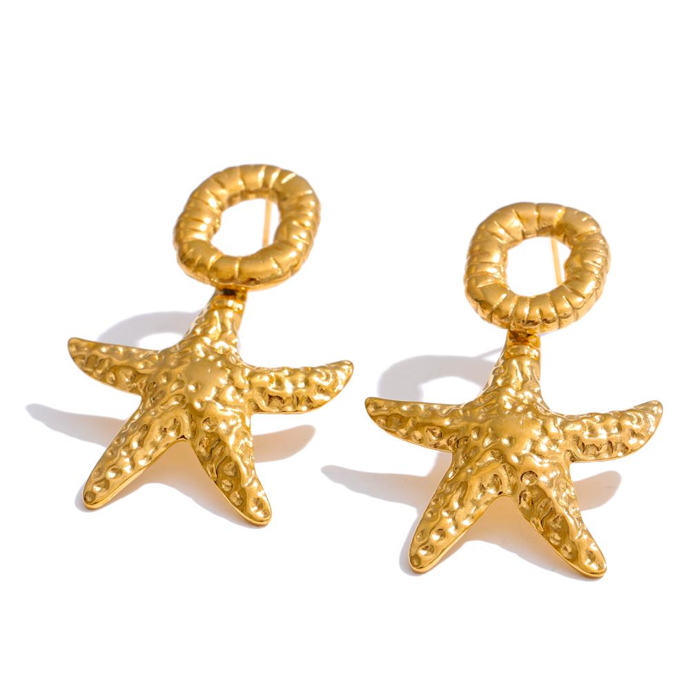 Eetit Summer Stainless Steel Metal Starfish Stud Earrings Ocean Style Holiday Beach Wear Popular Jewelry Recommend