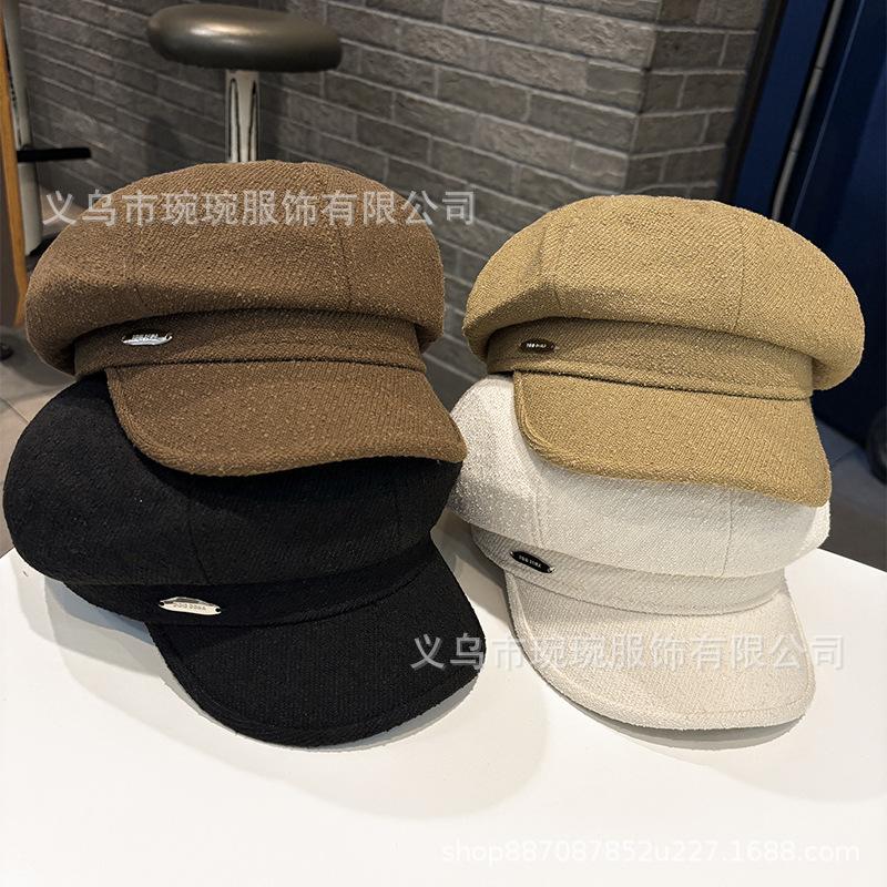 New British retro octagonal hat women's spring and autumn fashion and literature versatile newsboy hat Xiaoxiangfeng casual bud hat