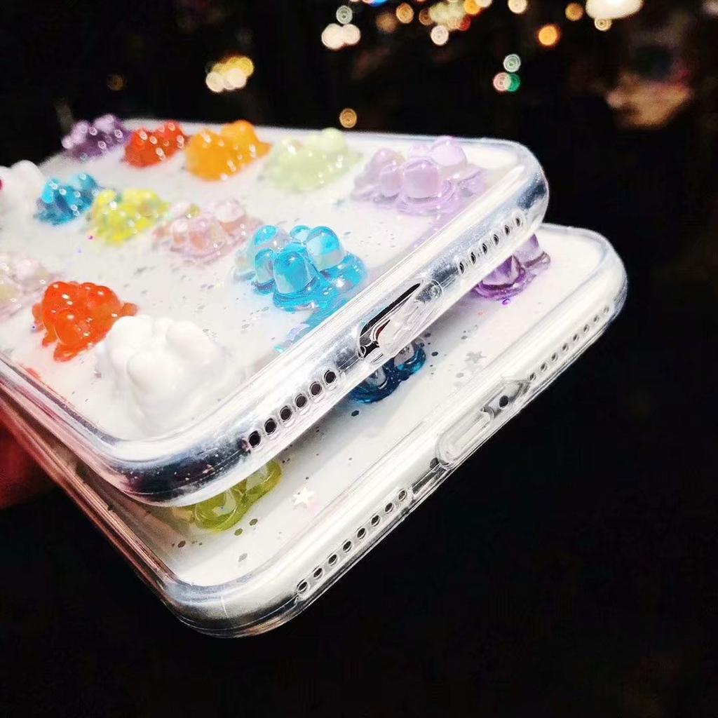 Husă transparentă Candy Bear pentru Iphone 14 13 12 11 Pro Max Mini Xr X Xs 6 6s 7 8 Plus Glitter Star Paiete Transparente Carcasă rezistentă la șocuri