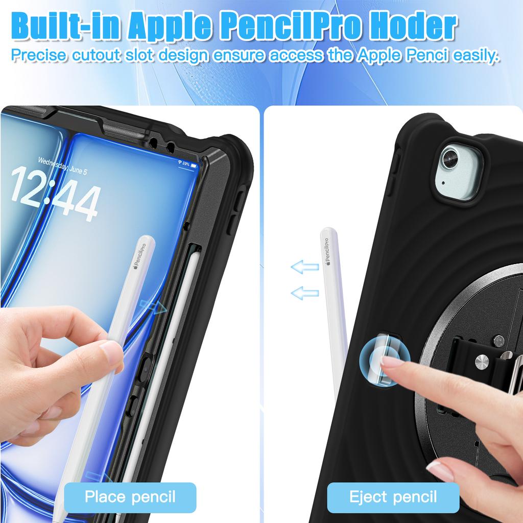 For iPad Air 13 (2025)/(2024)/Pro 12.9 (2022)/(2021)/(2020)/(2018) Case Kickstand TPU+PC+Silicone Tablet Cover