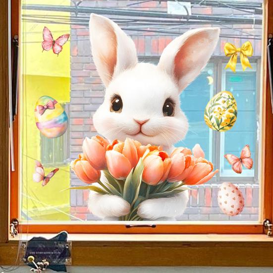 Påskhare Öppnar Dörr Väggdekal Självhäftande Rolig Morotskanin Klistermärke för Toalett Kök Kylskåp Vardagsrum Sovrum Dekor