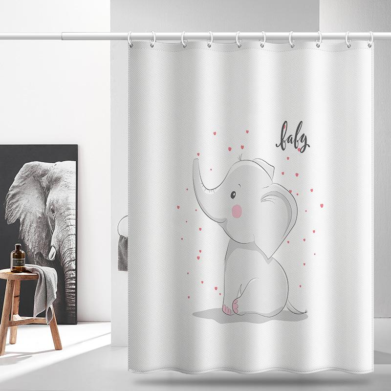 Bathroom Thickened Waterproof Curtain Mildew Proof Shower Curtain Shower Partition Curtain Shower Curtain Bathroom Curtain Free Perforation