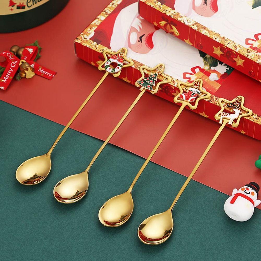 Weihnachtsbaumschmuck Weihnachtsdessertlöffel Elch Cartoon Elchlöffel Kaffeelöffel