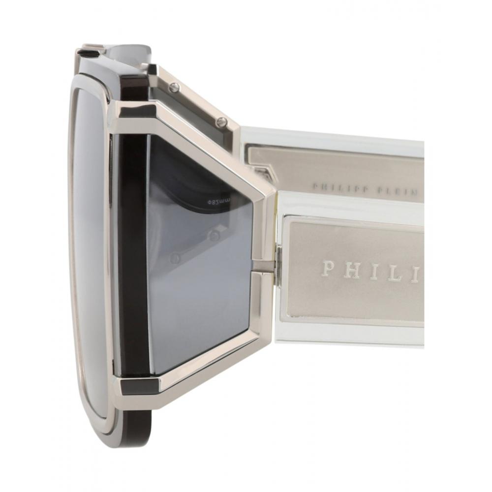 Philipp Plein Shield Frame Acetate Sunglasses Palladium Smoke