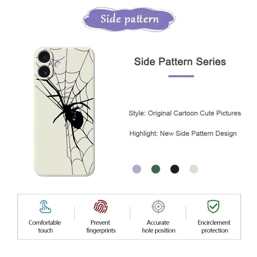 For iPhone 17 Case Spider Pattern Printing Straight Edge TPU Phone Back Cover