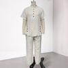 Women's 2 Piece Linen Sets, Short Sleeve Button Up Top And Wide Leg Pants Matching Outfits, Summer Casual Lounge Sets with Pockets