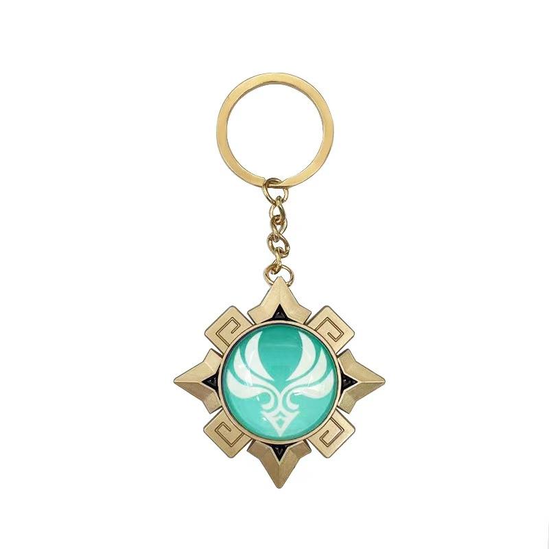 New Teyvat Vision Fontaine Water God Focalors Lyney and Lynette Keychain Luminous 7 Element Eye Of God Toy KeyRing