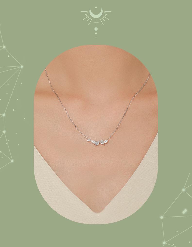 Elegant Blue Zircon & Moissanite Leaf Pendant Necklace