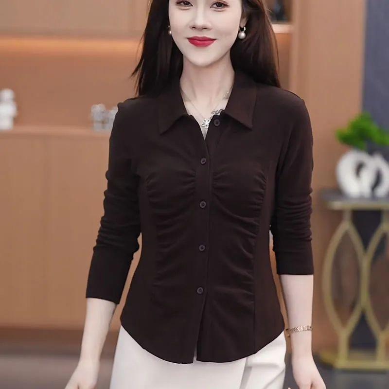 Versatile Waist-cinching Base Layer T-shirt for Women, Long-sleeved Shirt for Autumn and Winter To Cover The Belly, Slim and Figure-hugging Top