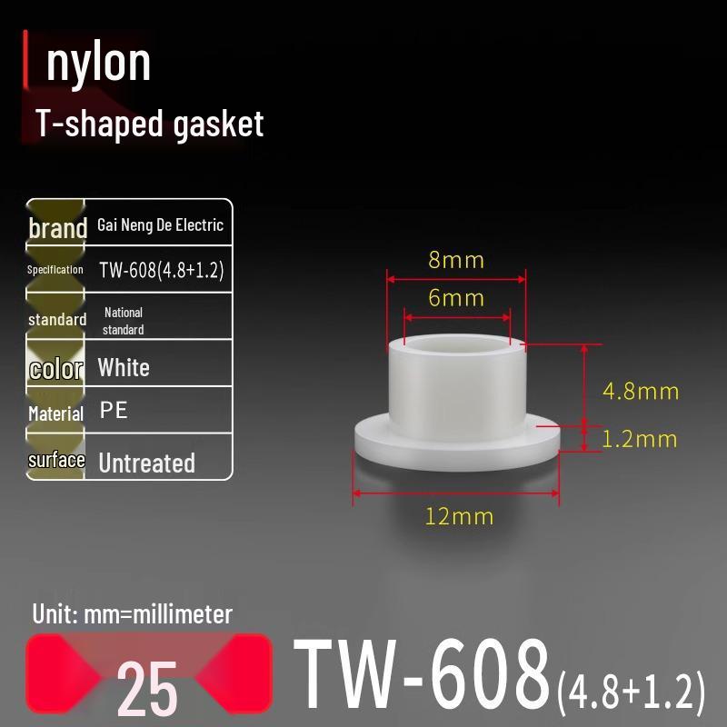 T-shaped Nylon Gasket Ring Screw Shaft Sleeve, Round Concave-Convex Insulation Pad, M2-M35