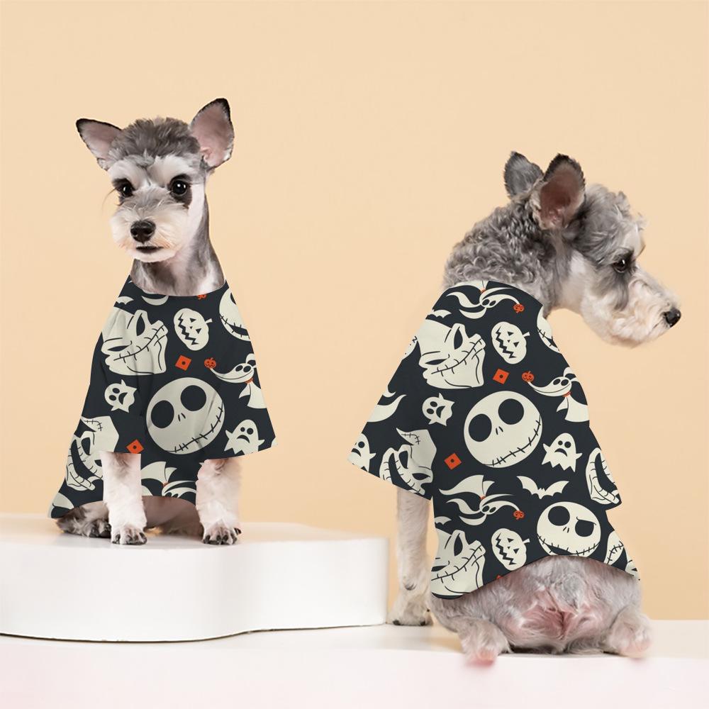 Cross-border Halloween Print Pet T-shirt for Small/Medium Dogs & Cats - Spring/Autumn Two-legged Casual Wear