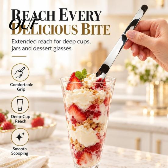 Rust Proof Dessert Tool 304 Stainless Steel Ice Cream Spoon, Multi-Purpose Scraper Versatile Kitchen Accessory for Yogurt Jam Oatmeal, Dishwasher Safe