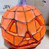 Weatherproof Halloween Lamp Stained Glass Pumpkin Lamp, Bedside Table Orange Outdoor Party Decoration Accent Night Light for Indoor, Home, Holiday