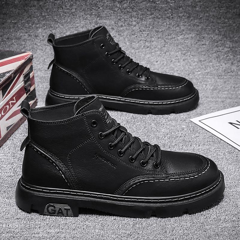 Martin boots autumn and winter new winter velvet cotton shoes casual leather shoes high-top trendy shoes