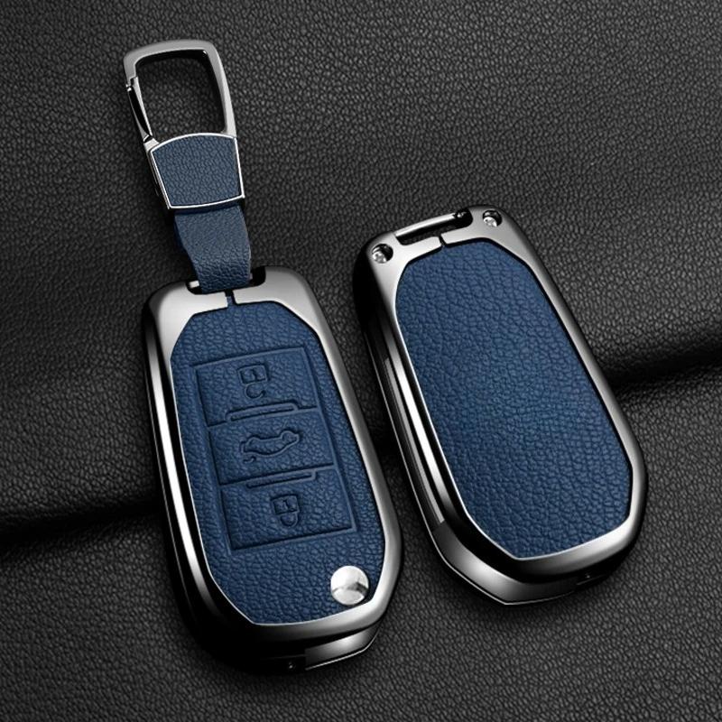 Alloy Car Key Case Cover Protector Leather Key Holder Keychain Shell For Peugeot 208 2008 301 308 3008 Rcz 508 408 2008 307