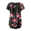 Women's Summer Casual Flower Print Short-sleeved Loose  A-line Swing Top