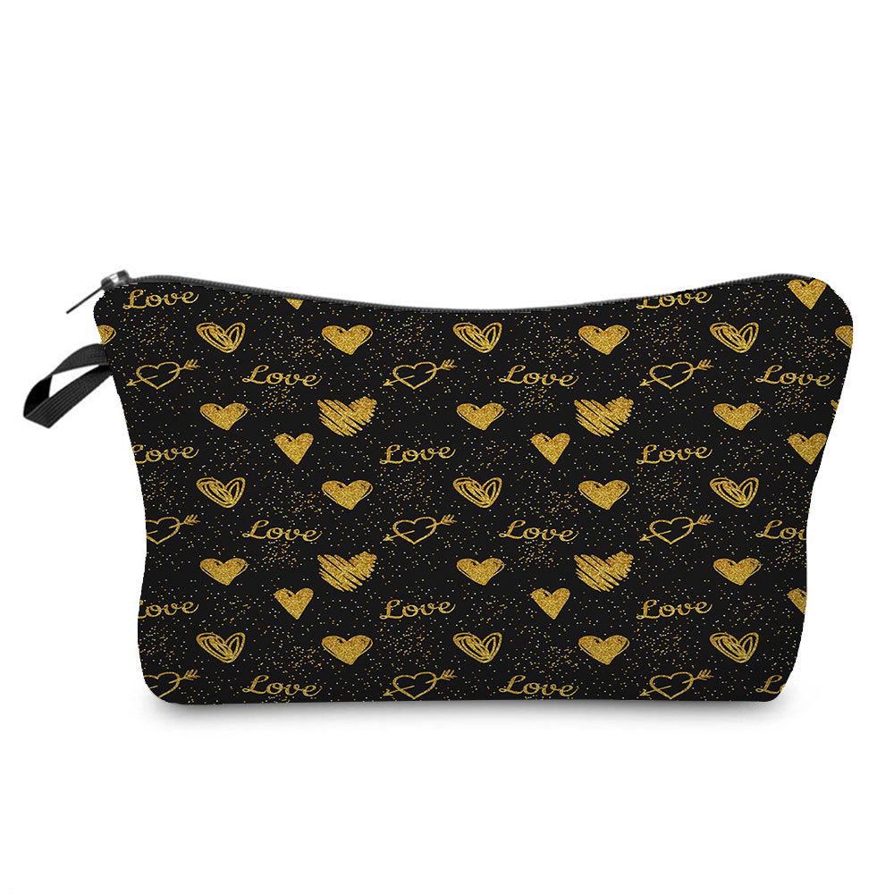 Women Hearts Print Cosmetic Bag Toiletries Organize Travel Storage Case KTB