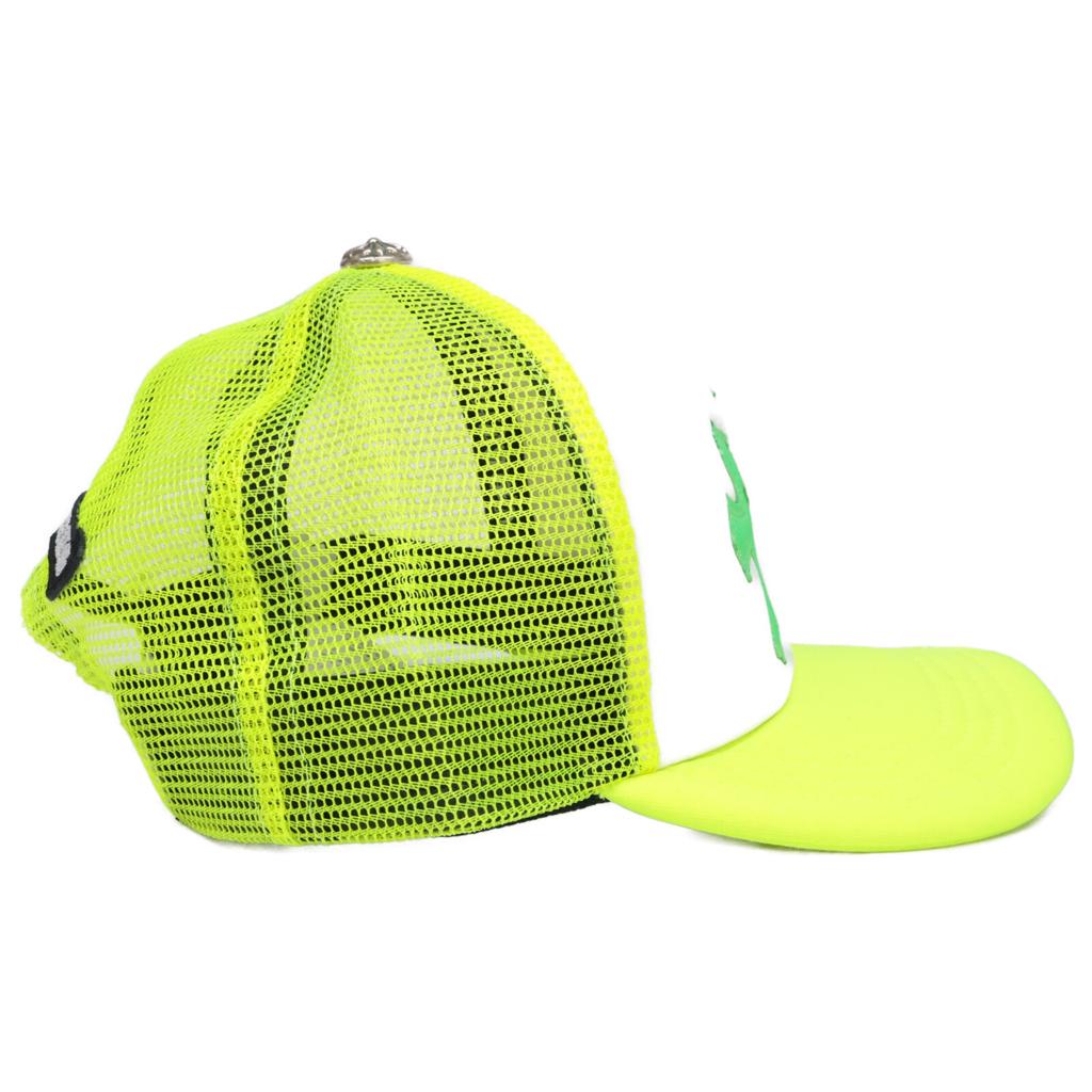 CHROME HEARTS [Excellent Condition] 040-055243 3 Cemetery Cross Patch Trucker Cap Hat 53-60 Neon yellowUsed
