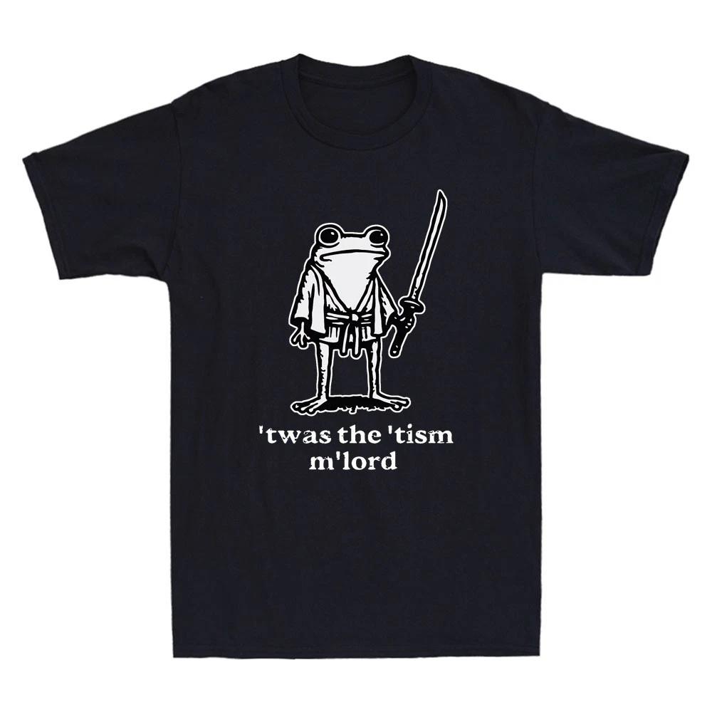 Twas The Tism MLord Funny Medieval Knight Frog Graphic Vintage Mens TShirt S
